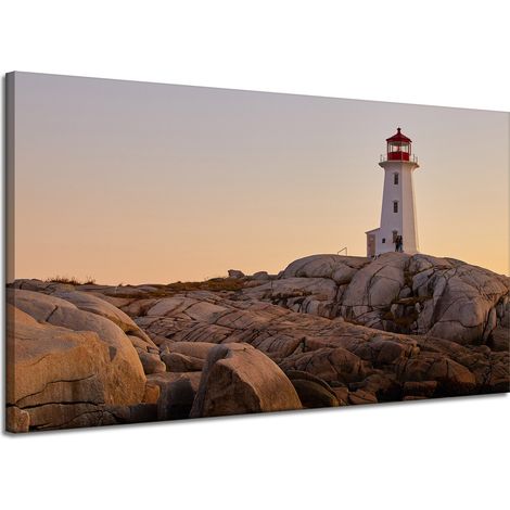 Lienzo impreso Naturaleza Faro 120x70 cm Puesta de sol