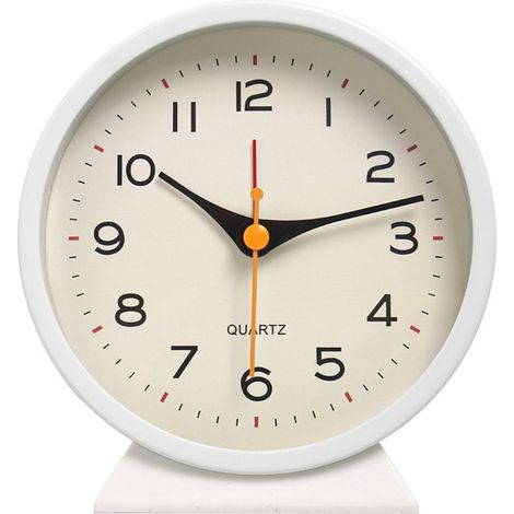 Réveil Analogique - Cadran Blanc Métal - Fonction Veilleuse - Mouvement Silencieux Sans Tic-Tac - Pour Chambre Bureau Étudiant - 1 Pièce (1/5)
