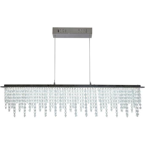 Suspension LED Design Moderne en Métal et Verre Cristal Chrome pour Salle à Manger 120 cm - PANGIVO (1/5)