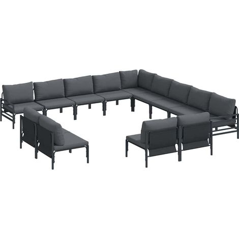 Maison Exclusive - Ensemble de canapé de jardin avec coussin 13 pcs Noir Acier