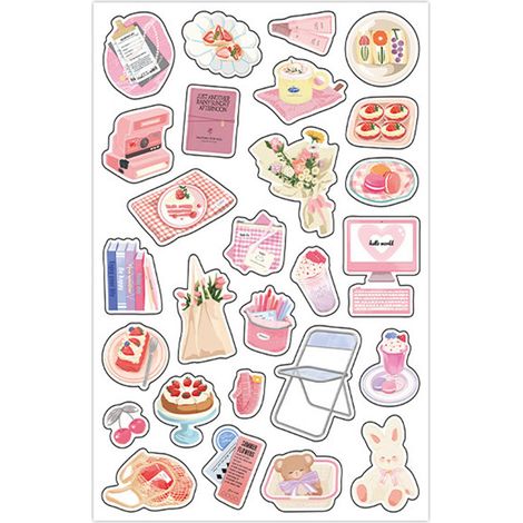 Cahier de stickers scrapbooking couleurs vives adhésif fort autocollants décoratifs pour album DIY artisanat rose (1/5)