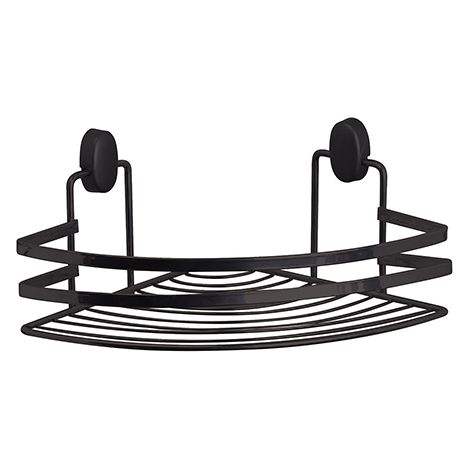 Mensola doccia angolare 1 ripiano in acciaio nero opaco Linea Cover Black Feridras