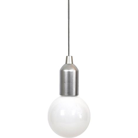 Suspension, ampoule argentée, abat-jour laiteux, longueur 110 cm (1/5)