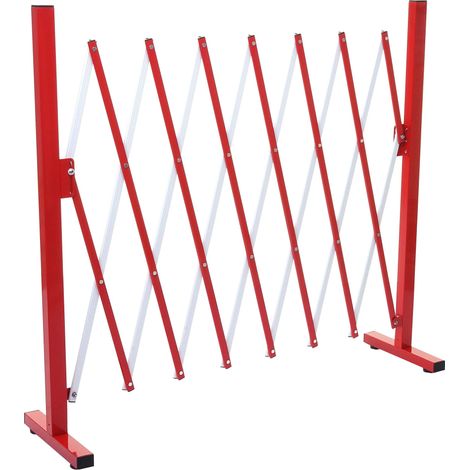Absperrgitter HHG-374, Scherengitter Zaun Schutzgitter ausziehbar, Alu rot-weiß Höhe 103cm, Breite 28-200cm (1/5)