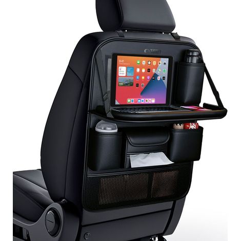 Organizer per seggiolino auto con ripiano e tasche - nero