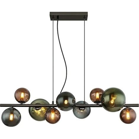 [GEBRAUCHT] B-Ware Globo Pendelleuchte Hängeleuchte Riha G9 Led Rauch Glas Grau Matt 86cm 9 Flammig