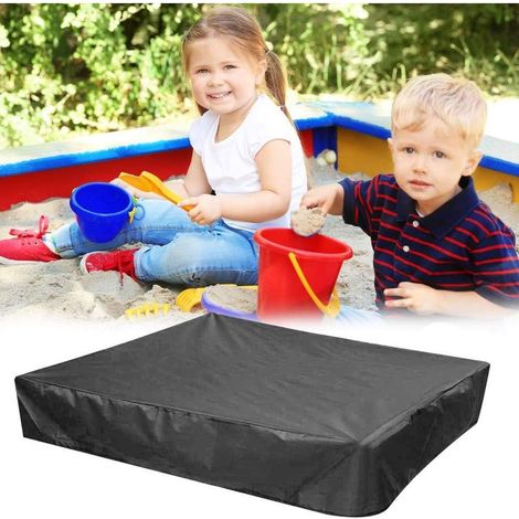 Bâche Bac À Sable - 125 x 125 cm - Tissu Oxford 210D Imperméable - Avec Cordon De Serrage - Noir - 1 Pièce (1/5)