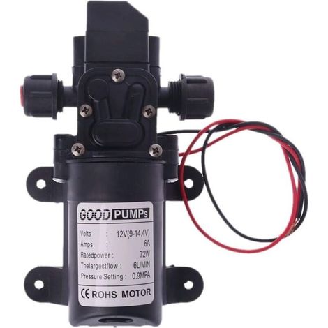 12V RV Water Pump, DC 12V 60W 130PI 6L/min High Pressure Water Pump Diaphragm Suction Pump RV Water Pump (Voltage: 12V)