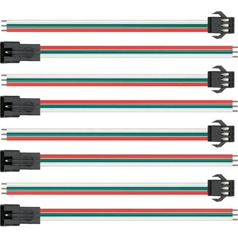 4 Paires de 3 Pin Connecteur Bande LED RGB pour JST SM, Câble 22AWG 15 cm avec Prise 4 PCS Mâle et 4 PCS Femelle, 3 Broches Connecteur LED Strip Compatible avec WS2812B WS2811 SK6812 (1/5)