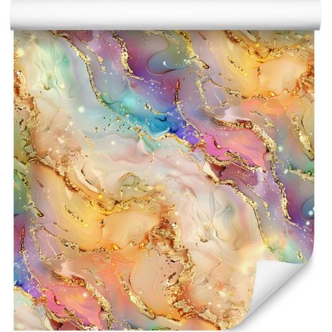 Papier peint crème et or pour salon et chambre 50x1000 cm (1/5)