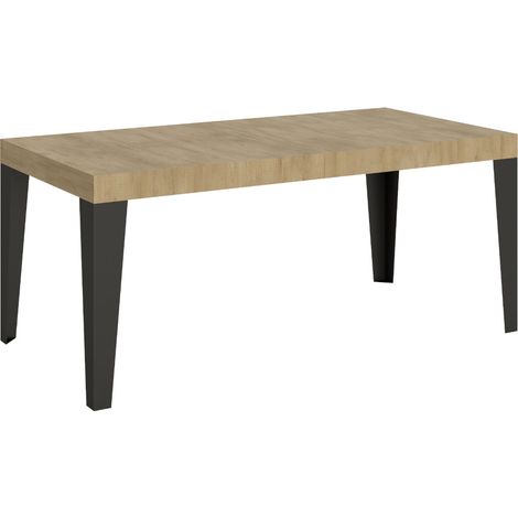 Table à manger extensible Flavio 4 pieds 2 rallonges épaisses 180 à 284 cm-Naturel-4 pieds-2 rallonges épaisses-180 à 284 cm (1/5)