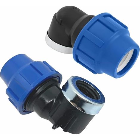 Raccord Coudé MDPE PP 32mm x 3/4 femelle tuyau d’eau PE de compression – Raccords de plomberie coudés 32 mm – connecteur pour tuyaux PE80 et PE100 (1/5)
