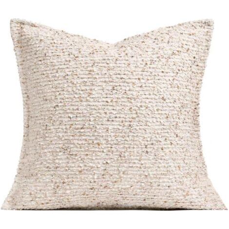 Housses de coussin à rayures 18x18, lot de 1, beige texturé, chic, moderne, bohème, accent ferme, carrées, décoratives pour canapé, décoration d'intérieur, lit