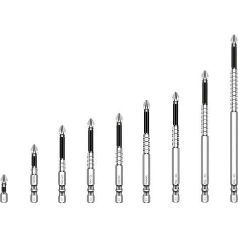 9 Pièces Mèches à Perceuse pour Tournevis à Haute Magnétisme, 25/50/65/70/75/90/100/120/150mm Tournevis à Perceuse, Universel Foret de Tournevi Précision pour Perceuse Electrique (1/5)