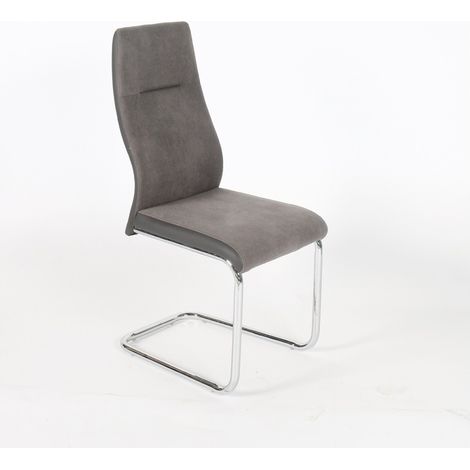 Silla OLIVIER diseño en metal y tela color gris - Lote de 4 (1/4)