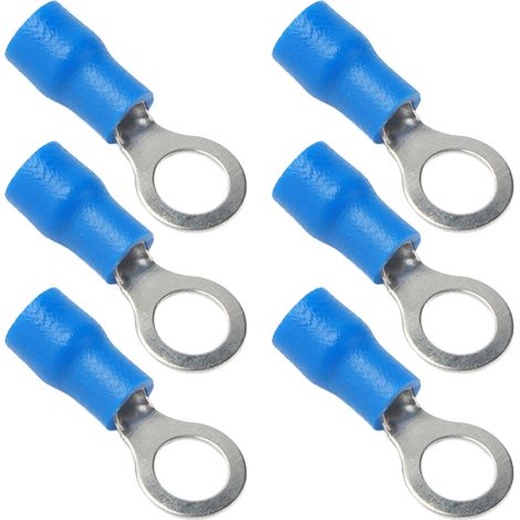 100 Connecteurs à Œillet en Cuivre Isolés Bleus, Bornes pour Câbles PVC AWG 22-16, RV1.25-5, pour Applications Industrielles (1/5)