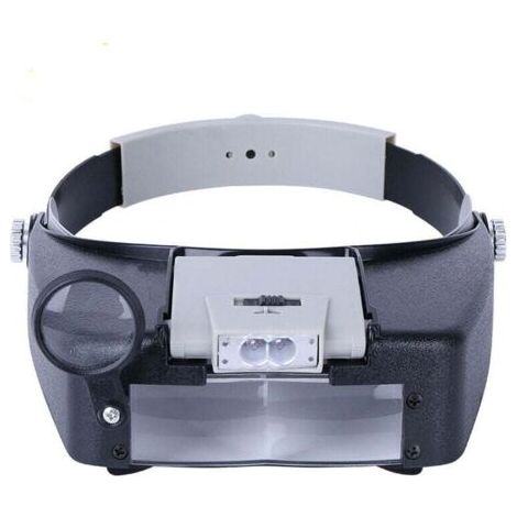 Bandeau Loupe Horloger Mains Libres Loupe avec Lumière Casque Loupe Grossissante avec LED Lumière, pour Horloger, Bijoutier, Lecture (1/5)