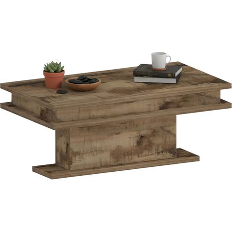 Dmora - Tavolino da salotto Iside, Tavolino soggiorno, Mobile portaoggetti basso, Tavolino da caffè, 100x55h42 cm, Acero con luce LED