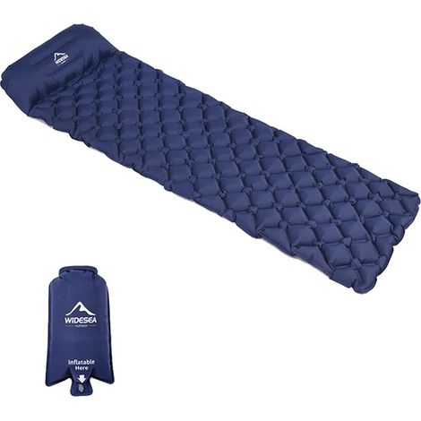 Colchoneta de camping ultraligera, de almacenamiento compacto, azul marino con bolsa. (1/2)