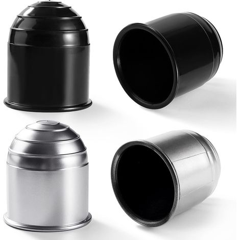 4x Bouchons de protection pour boule d'attelage 50mm universel plastique noir argent (1/5)