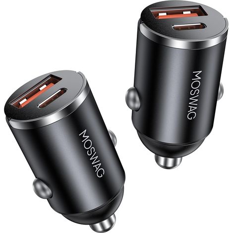 Allume Cigare USB C Lit Chargeur Telephone Voiture 12V Rapide x2 MINI QC 3.0 Adaptateur Allume Cigare Prise Secteur,Accessoires Auto de Charger pour 17/16/15 pro max,Galaxy S25 Ultra (1/5)