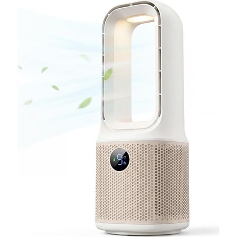 14 pouces ventilateur sans pales de bureau USB rechargeable ultra silencieux 9 vitesses veilleuse LED minuterie 1–9h sécurisé enfants animaux maison bureau été (1/5)
