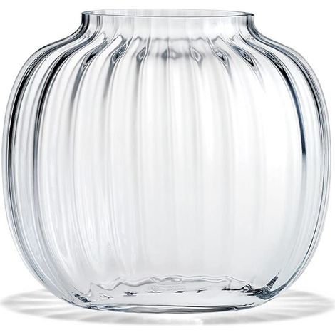 Vase ovale H17.5 motif optique en verre soufflé, transparent (1/4)
