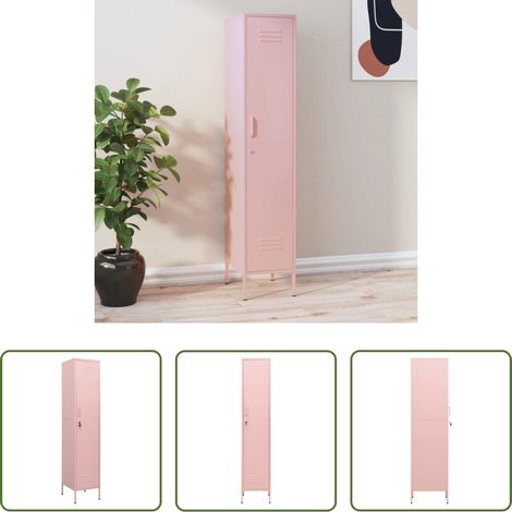 vidaXL Rangement bureau - Armoire à casiers Rose 35x46x180 cm Acier (1/5)