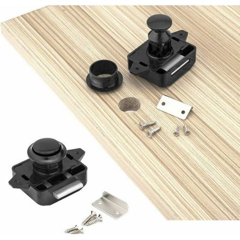 Loquet et Pivot en Carton pour Camping-Car - Serrure à Bouton Noir pour Porte et Placard - Caravane - Lot de 5 Pièces (1/5)