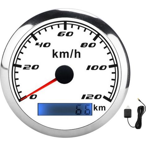 Compteur de vitesse GPS avec aiguille et odomètre, 0-120 km/h, 0-999 999 km, IP67, 9-32 V CC, universel pour voitures, camions et bateaux (1/5)