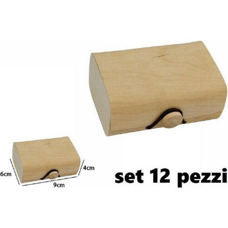 TrAdE Shop Traesio - Set 12 Scatole Box Astuccio In Legno Decoupage Portagioie Cofanetto 53489a -