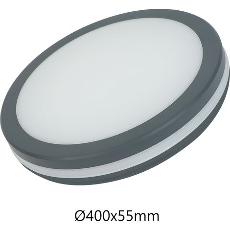 Alcapower Plafoniera LED Rotonda 36W 3600lm IP54 IK08 CCT Selezionabile 3000K 4000K 6500K Grigia - Soluzione professionale alta efficienza