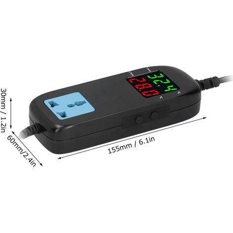 Thermostat électronique avec double affichage LED et cordon d'alimentation pour serres (UE AC90V-250V). (1/5)