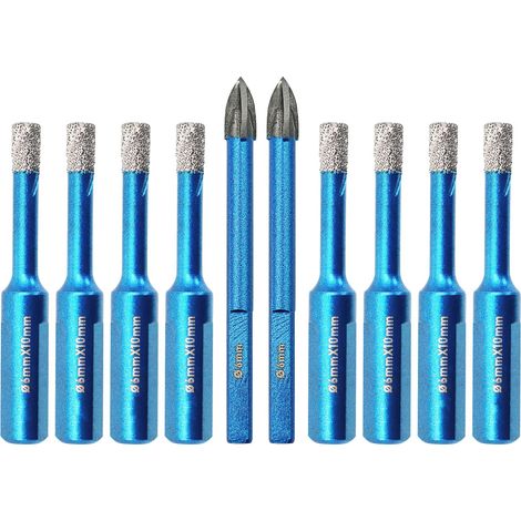 10 Stück Diamantbohrer Fliesenbohrer Set, 6mm Diamant Bohrkrone - Lochsäge für Keramik,Granit,Porzellan,Fliesen,Feinsteinzeug,Mauerwerk, Marmor,Mauerwerk (1/5)