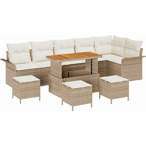Maison Exclusive - Garten-Sofa-Set mit Kissen mit Speicher 10 pcs