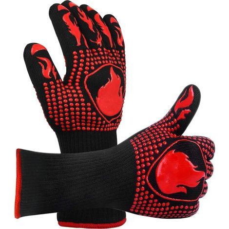Gants de barbecue résistants à la chaleur jusqu'à 800 °C, universels, antidérapants et résistants à la chaleur, pour barbecue, grill, four, cuisine et cheminée [1 paire] - (1/5)