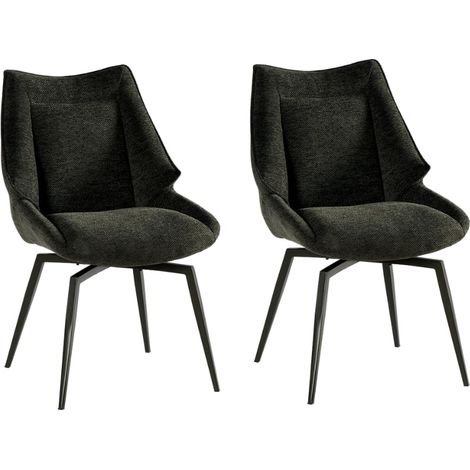 Lot de 2 chaises confort en tissu gris foncé Casita NIKO (1/2)