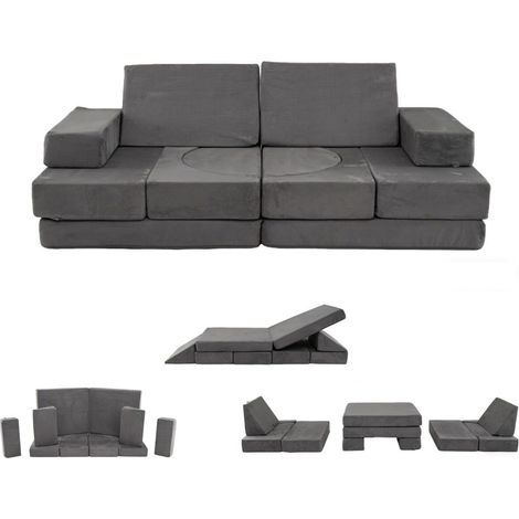 Sans montage, canapé modulaire enfant 12 pièces avec housses lavables en machine et mousse haute densité (1/2)