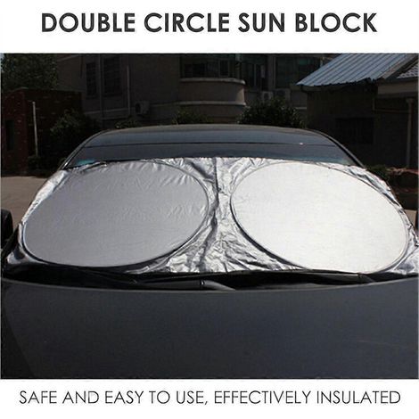 Pare-soleil argenté pour pare-brise 150x70cm, film pare-soleil avant de voiture avec réflecteur UV, universel pour usage extérieur et décoration personnelle de voiture (1/5)