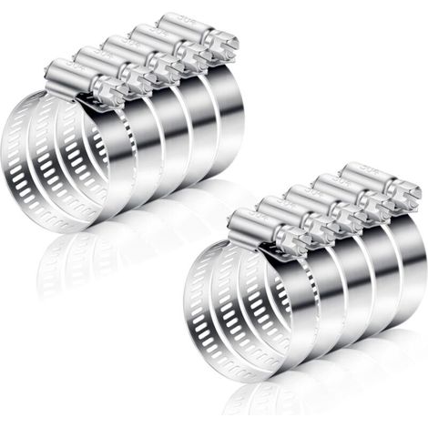 Collier de Serrage Réglables 10 Pièces Collier de Serrage Métallique Collier de Serrage Inox 27-51mm pour Gaine Hotte Tuyau D'échappement Ventilateur