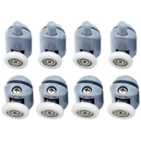 Ahlsen Roulettes pour Porte de Douche 8 pièces Galets de porte de douche Roulette Porte Coulissante Douche Roulettes Cabine de Douche pour Porte Douche Salle de Bain 25 mm (1/5)