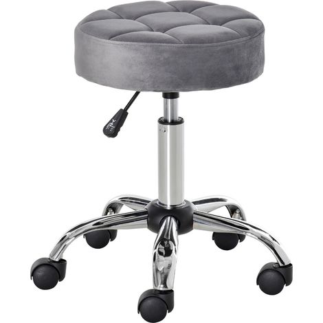 Sgabello da salone con ruote regolabile in altezza grigio chiaro 35 x 35 x 49-61 cm (1/5)