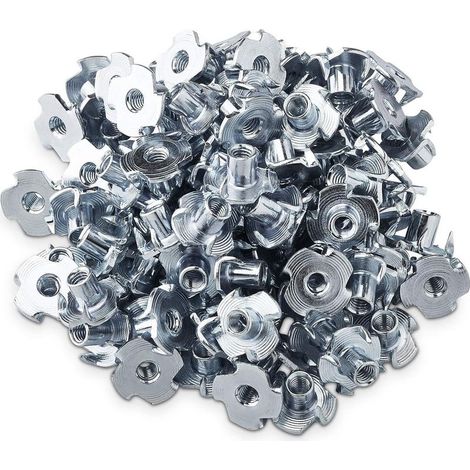 100 x Écrous à Griffes M5 x 8 x 15 mm avec 4 Pointes pour la Fixation de Composants de la Fabrication de Meubles Écrous (1/5)