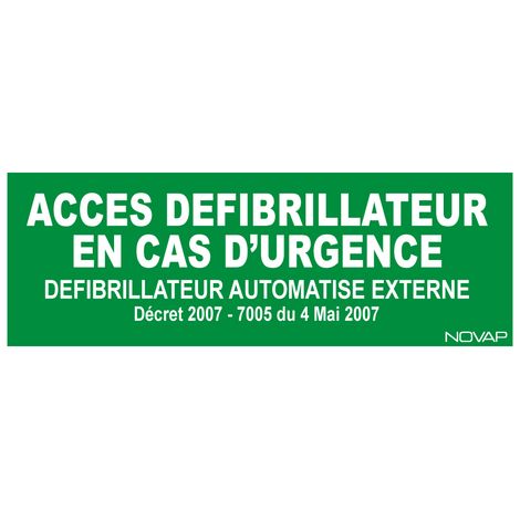 Panneau Accès défibrillateur en cas d'urgence - Rigide 330x120mm - 4140902