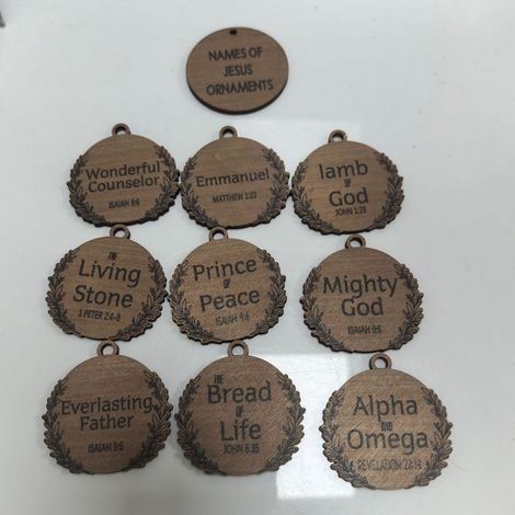 Ornement En Bois - Nom De Jésus - Décoration De Sapin De Noël Religieuse - Lot De 10 Pièces (1/5)