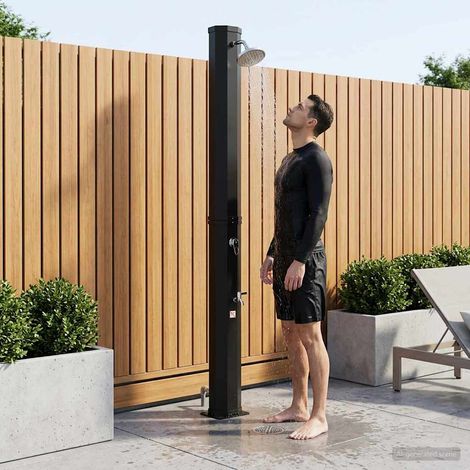 vidaXL Douche solaire avec pommeau de douche et robinet 40 l Noir (1/5)