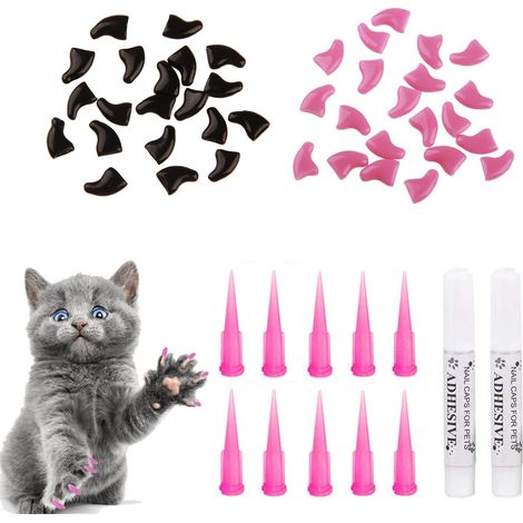 Chats Couvre-Ongles Protection,Cat Nail Cover Protector,Capsules d'Ongles Colorés pour Chat,Capuchons pour Griffes de Chat,Protection Mignon Cat Pet Nail Caps Griffes pour Animal Domestique,Taille M (1/5)