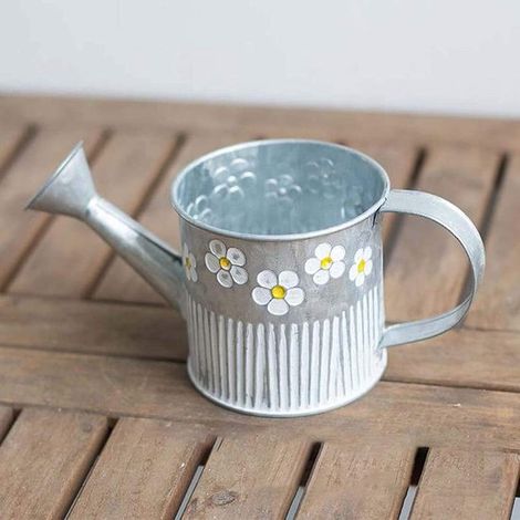 Regadera - Cubo de metal - Maceta con motivo de margarita - Cubo de hojalata para decoración del hogar - Boda - Decoración de ventanas (1/5)