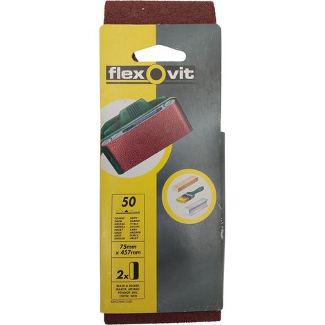 2x Flexovit Schleifbänder 75x457mm Körnung 50 Grob Universal Schleifpapier