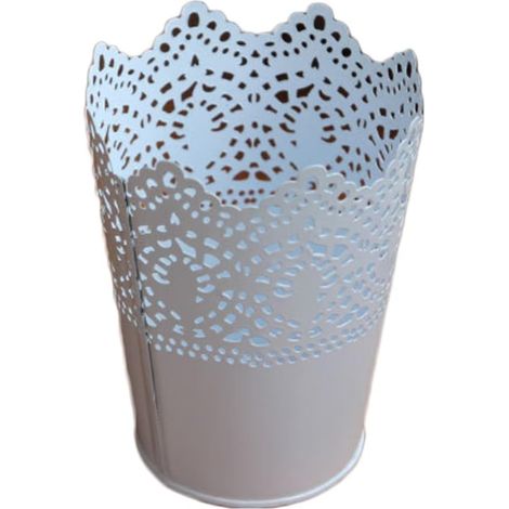 Pot À Fleurs - Conteneur Métallique Percé - Pour Fleurs Artificielles Bougies ou Stylos - 10 cm Diamètre Haut / 7 cm Diamètre Bas / 12,7 cm Hauteur - 1 Pièce (1/5)